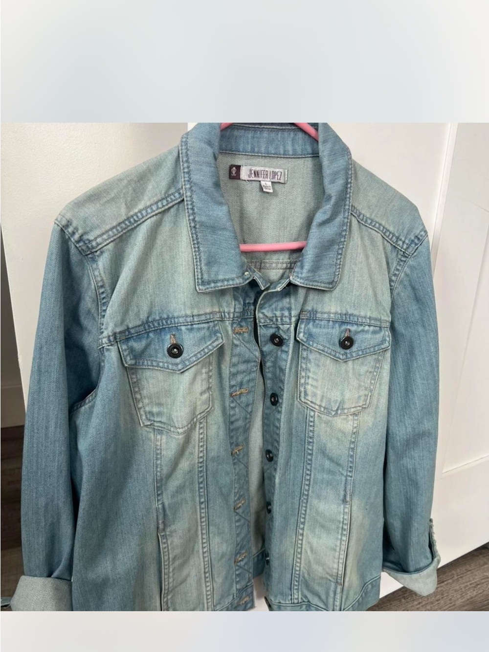 Jennifer Lopez Washed Light Blue Denim Jacket